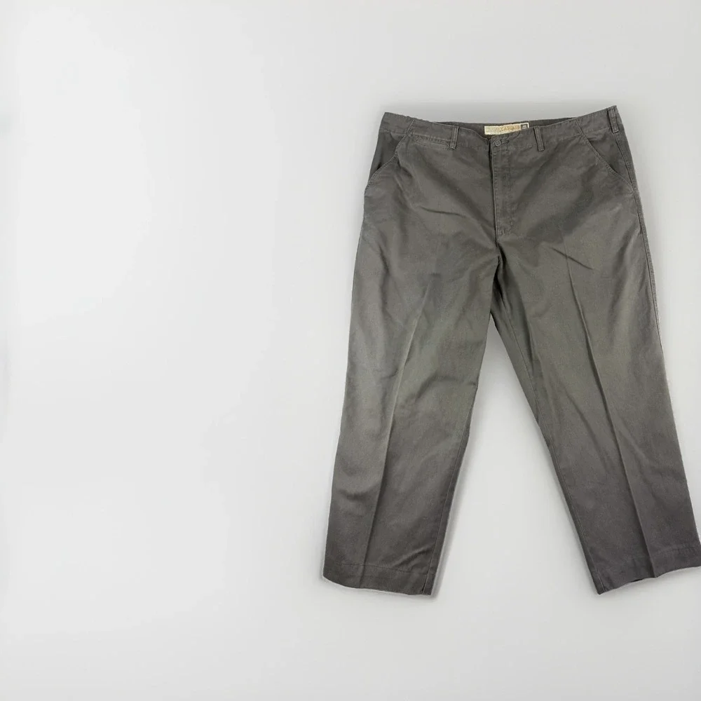 cabela's aged khakis, flat front pants, slacks, grey, men's 46x27